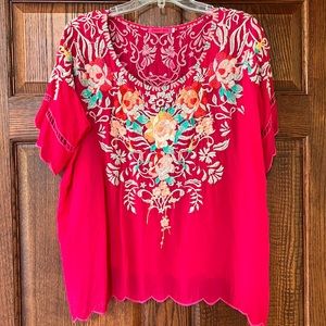 Johnny Was fuschia blouse